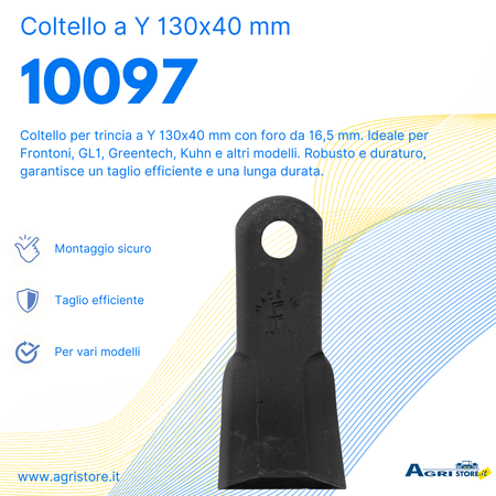 Coltello a Y 130x40mm Foro Ø 16,5mm confezione da 3 pezzi
