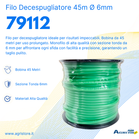 Filo per decespugliatore da 45m sezione tonda Ø 6mm