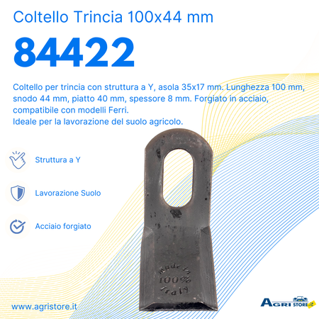 Coltello per trincia lunghezza 100mm larghezza 44mm