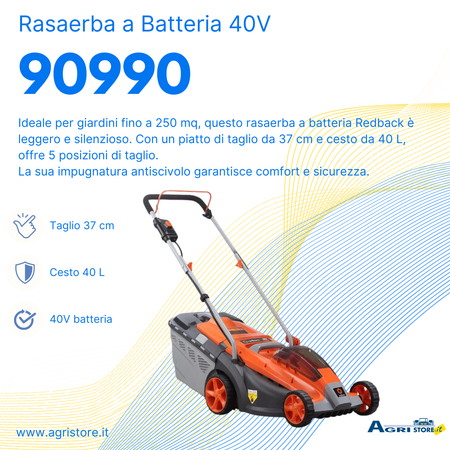 Rasaerba a batteria Redback 40V E137C