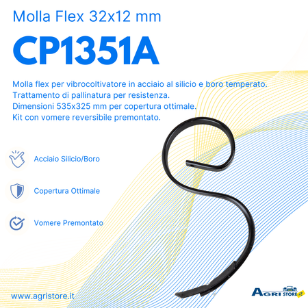 Molla flex per vibrocoltivatori con vomere reversibile 32x12mm