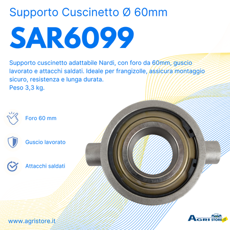 Supporto cuscinetto per frangizolle Ø 60mm