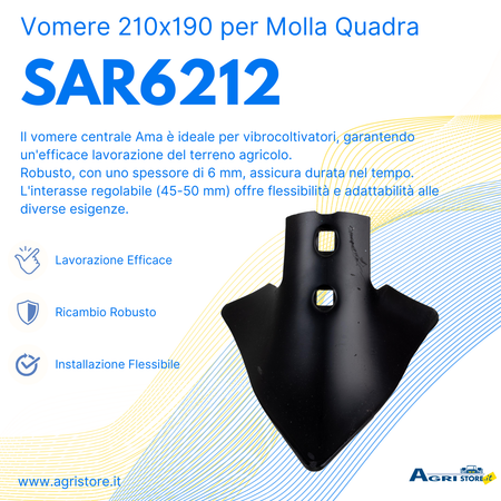 Vomere 210x190 centrale per molla quadra confezione da 5 pezzi