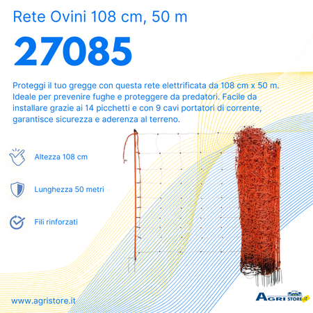 Rete per ovini da 108 cm con 14 picchetti