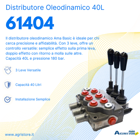 Distributore oleodinamico Ama a 3 leve semplice effetto e doppi effetto - 40L