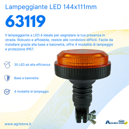 Lampeggiante a LED 12-24V base a baionetta 144x111mm