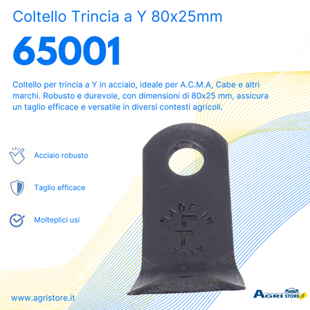 Coltello per trincia a Y altezza 80mm lunghezza 25mm