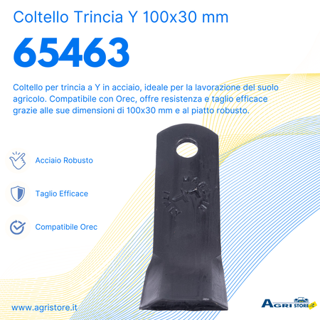 Coltello per trincia a Y altezza 30mm lunghezza 100mm adattabile Orec