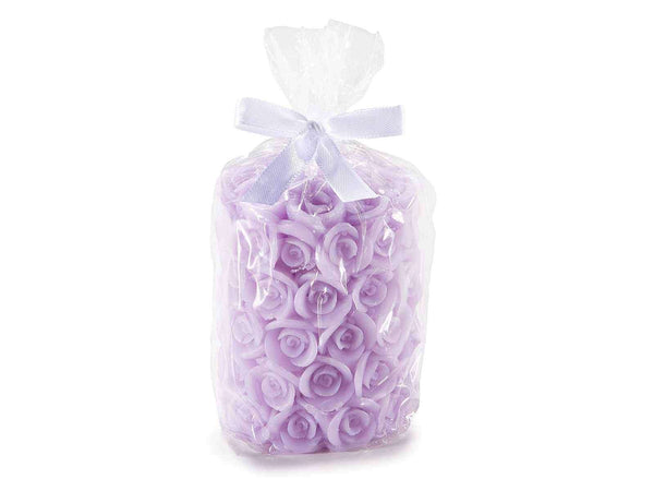 Candela colorata con superficie a rose 10 cm