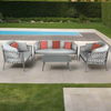 Salottino con cuscini Bangkok struttura in alluminio e rivestimento in corda PVC, da giardino e veranda