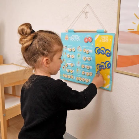 Calendario settimanale della gratitudine per bambini - GIADA - Montessori - Gioco educativo - Umore - Sonno - Gioco per bambini - Design francese