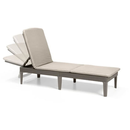 ALLIBERT by KETER - Lettino prendisole Jaipur a 4 posizioni con cuscino - imitazione rattan - colore cappuccino.