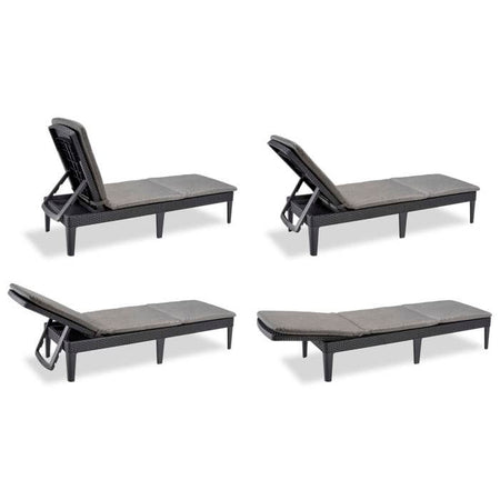 Lettino da sole ALLIBERT JAIPUR - imitazione resina intrecciata - grigio