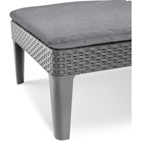 Lettino prendisole con cuscino grigio scuro - imitazione rattan intrecciato - ALLIBERT by KETER - 4 posizioni - JAIPUR