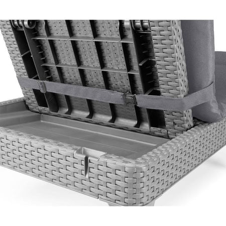 Lettino prendisole con cuscino grigio scuro - imitazione rattan intrecciato - ALLIBERT by KETER - 4 posizioni - JAIPUR