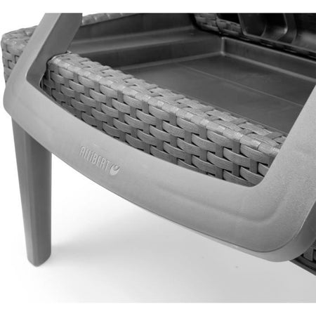 Lettino prendisole con cuscino grigio scuro - imitazione rattan intrecciato - ALLIBERT by KETER - 4 posizioni - JAIPUR