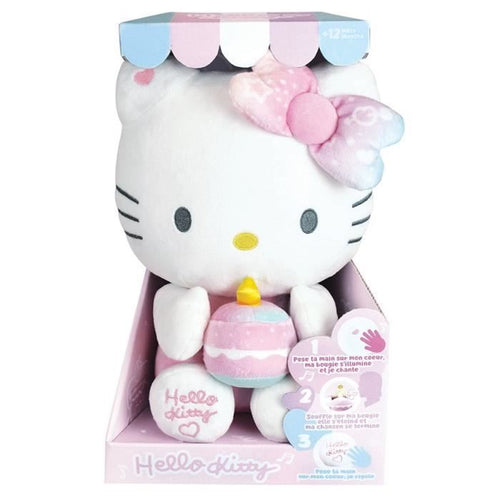 Peluche interattivo Compleanno Hello Kitty +/- 26 cm - JEMINI - Musica interattiva, candela e risate.