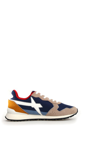W6yz scarpe uomo  JET-M. - Sneakers in tessuto tecnico e suede - Beige-Blu