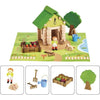 La Cabina del Giardiniere 60 Pezzi - JEUJURA - Gioco di Costruzioni in Legno Naturale, Tappetino e Accessori Inclusi, 22x18,5x8,5 cm