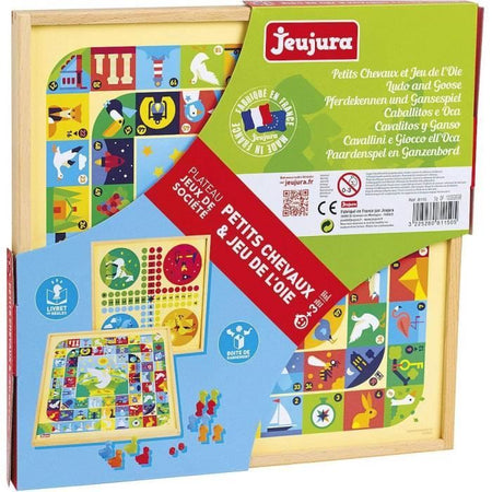 JEUJURA Gioco di oca e cavallini - Vassoio in legno