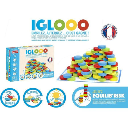 Iglooo 100 pezzi - JEUJURA - Gioco di abilità e logica con dischi e tappetini, regole del gioco incluse