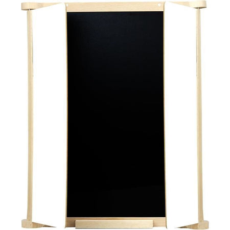 Trittico Pittura Murale in Legno Naturale - JEUJURA - Persiane Centrali in Ardesia e Gesso/Feltro, Accessori Inclusi, 82x56 cm