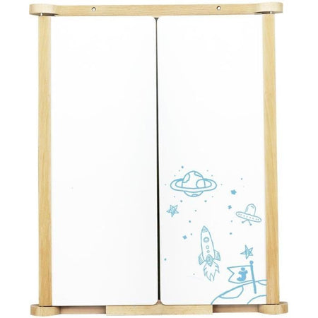 Trittico Pittura Murale in Legno Naturale - JEUJURA - Persiane Centrali in Ardesia e Gesso/Feltro, Accessori Inclusi, 82x56 cm