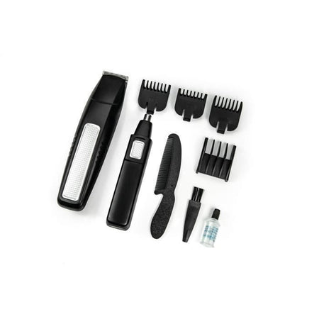 KIT barba 5 in 1 - JOCCA - 1439 - 3V - 4 pettini - Nero e acciaio inox