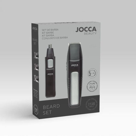 KIT barba 5 in 1 - JOCCA - 1439 - 3V - 4 pettini - Nero e acciaio inox
