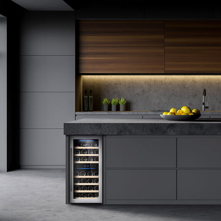 Cantinetta refrigerante con porta in vetro, capienza 33 bottiglie