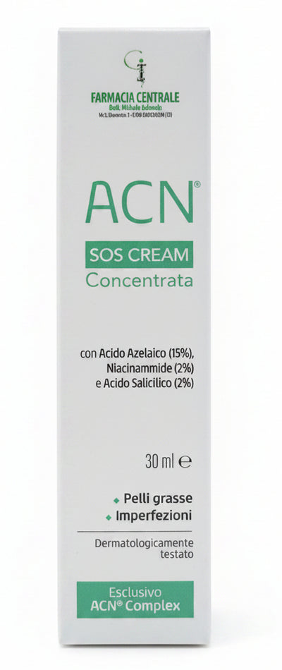 fpi acn farmacia centrale dr. Michele Iadevaia sos cream concentrata con acido azelaico niacinamide e acido salicilico per pelli grasse e imperfezioni 30 ml