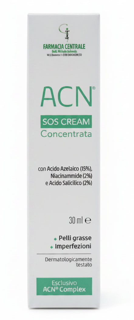 fpi acn farmacia centrale dr. Michele Iadevaia sos cream concentrata con acido azelaico niacinamide e acido salicilico per pelli grasse e imperfezioni 30 ml