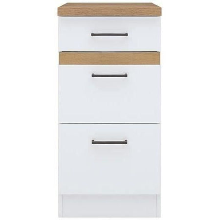 Junona cucina bassa mobili 40 cm - 3 cassetti + topp - bianco brillante