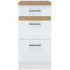 Junona cucina bassa mobili 40 cm - 3 cassetti + topp - bianco brillante