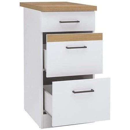 Junona cucina bassa mobili 40 cm - 3 cassetti + topp - bianco brillante