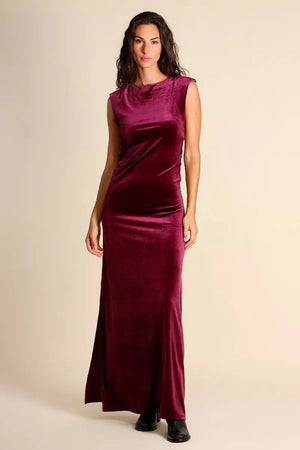 JUSTMINE | Abito lungo in jersey di velluto stretch
