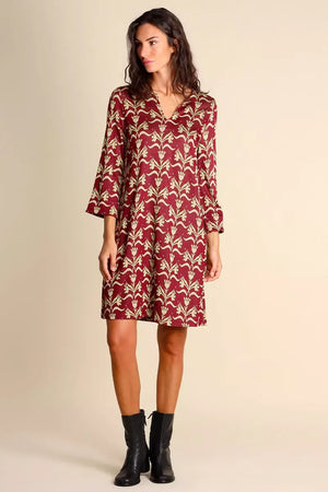 JUSTMINE | Abito in jersey fantasia con cintura