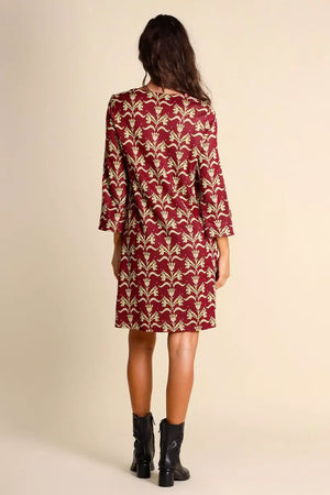 JUSTMINE | Abito in jersey fantasia con cintura