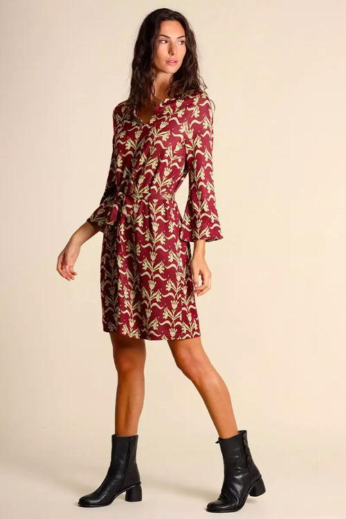 JUSTMINE | Abito in jersey fantasia con cintura