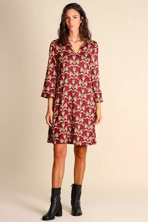 JUSTMINE | Abito in jersey fantasia con cintura