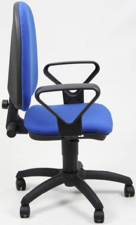 Poltroncina operativa da ufficio con base in nylon e braccioli