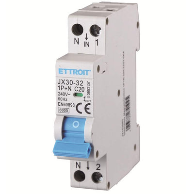Interruttore Magnetotermico 1P+N 20A 220V 6KA | JX152060 - ElettroWatt.eu