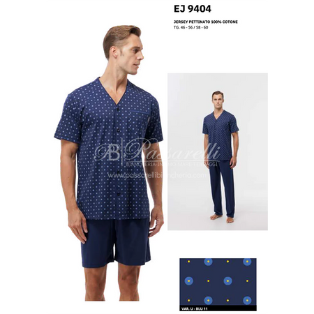 Jamas Pigiama Estivo da Uomo 3 Pezzi Aperto EJ 9404 2504S80