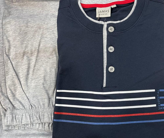 Jamas Pigiama Uomo Cotone Leggero Maniche Lunghe EJ2080 S50 - Passarelli Biancheria