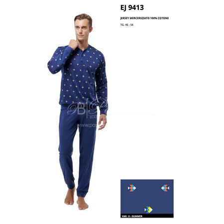 Jamas Pigiama Uomo Cotone Leggero Maniche Lunghe EJ 9413 2504S74