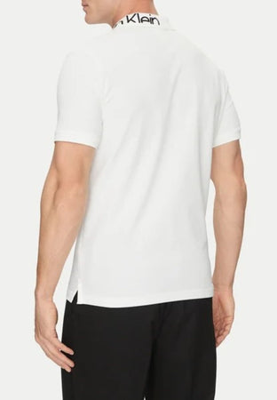 calvin klein POLO STRETCH PIQUE LOGO COLLAR POLO da uomo