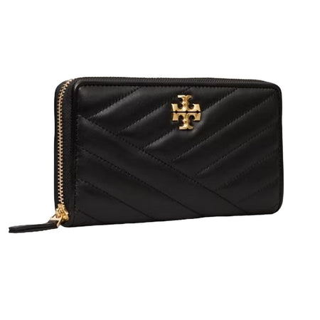 TORY BURCH portafogli donna tory burch - kira chevron zip continental wallet - nero da donna