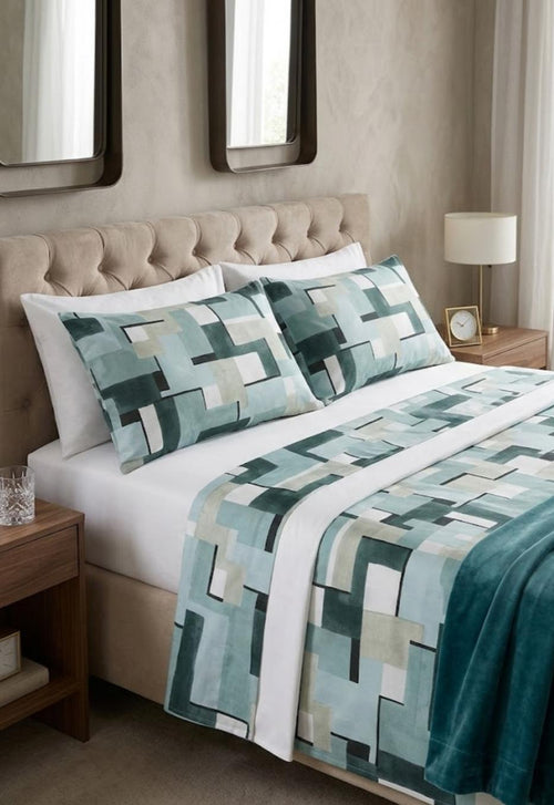 Completo Lenzuola Casa Giulia Block Matrimoniale Cotone Teknotime