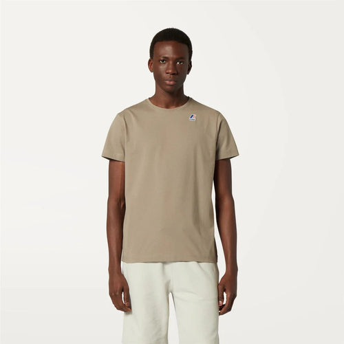 K-WAY T-Shirt unisex in Cotone Pieghevole Unisex beige con Logo - Le vrai Edouard