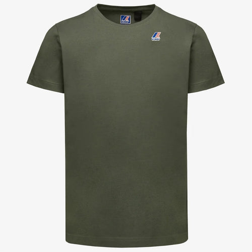 K-WAY T-Shirt unisex in Cotone Pieghevole Unisex Verde Scuro con Logo - Le vrai Edouard